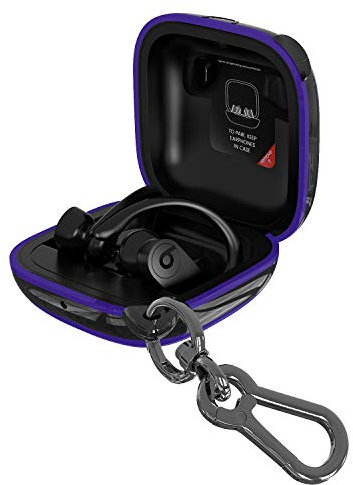 Compatible Powerbeats Pro Case Cover, Full Protective Shockproof Anti-Slip Silicone Case for Beats Powerbeats Pro (Black Edge+Dark Purple)