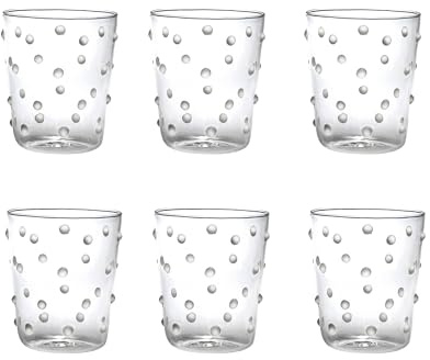 Zafferano Set 6 bicchieri da festa con pois bianchi da 230 ml