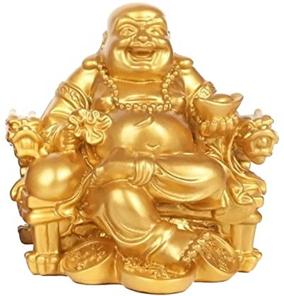 Elionless Lachender Buddha-Statue, chinesische Feng Shui Lachender Buddha-Figur Ornament Home Office Dekoration ziehen Reichtum und Glück an (Gold)