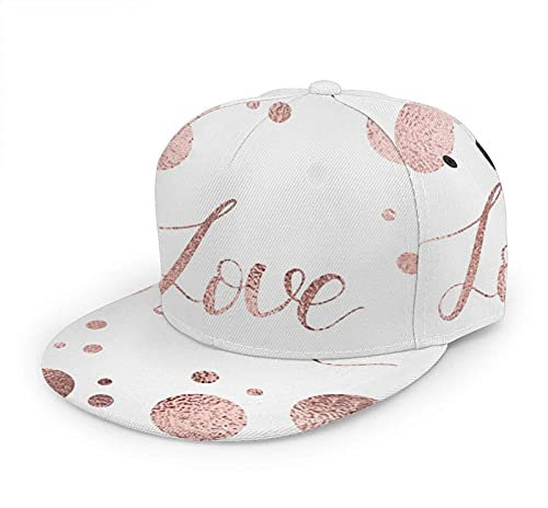 Oaieltj - Berretto da baseball unisex, regolabile, con visiera piatta e visiera piatta, Valentines Day With Rose Gold Lettering Sparkle, Etichettalia unica