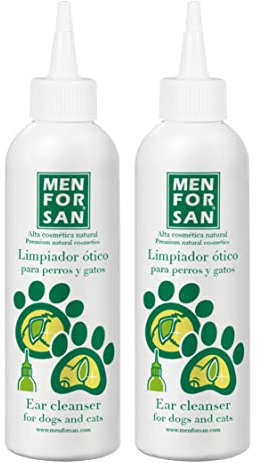 MENFORSAN Limpiador para Oídos de Perros y Gatos, Limpiados Natural, Sin Alcohol, Ayuda a prevenir y controlar la Otitis de la Mascota, Incoloro, 125 ml (Paquete de 2)