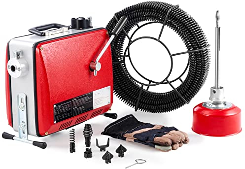 ZELCAN Elektrische Rohrreinigungsmaschine, 400W Rohrreiniger, Rohrreinigungsspirale 20m, geeignet für Ø30-100 mm Rohrleitungen, Abflussreiniger Bad Küche
