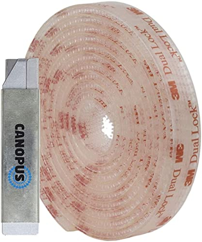 CANOPUS 3M Dual Lock SJ3560 Extra Fuerte (12,7mm x 1,8m), Cinta Adhesivo de Cierre y Fijación Recerrable Tiras para Colgar Cuadros, Tiras Adhesivas de Marco de Foto, Ataduras de Cable, Transparente