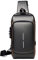 FANDARE Antifurto Zaino Monospalla Uomo Borse a Spalla Impermeabili piccole a tracolla con USB Business in PU per Scuola Outdoor Ciclismo Viaggio Hiking Multitasche Grigio Marrone
