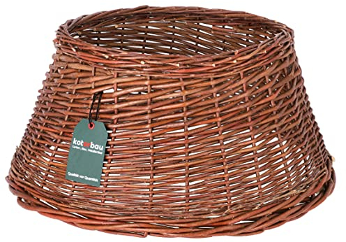KOTARBAU® Copertura per Albero di Natale Ø 50 cm Naturale Supporto in Rattan Cesto Copri Base Albero Natale Vimini cesta Vaso Albero Natale Base Copri Albero Natale sotto Albero Legno