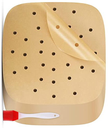 120Stück Luftfritteuse Papier Perforiertes Pergamentpapier Antihaft Dampfpapier für Bratpfanne Ofen Mikrowelle Und HeißLuftfritteuse Backpapier Airfryer Antihaft Einweg Luftfritteusen Pergamentpapier