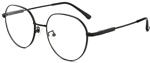 LANLANG lesebrille 3,5 für damen mit Flex Memory Titanium,Blaulichtfilter brille,lesehilfe, 0~4 dioptrien,anti blaue,Niedlich,runden, Schwarz,hohe Auflösung hohe Transparenz MT-003-W