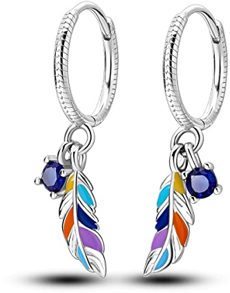 Parmuz 925 Sterling Silber Star Dangle Hoop Ohrringe für Frauen klobiger Drop -Hoop -Ohrringe Lebensbaum für immer Ohrring -Set Mode Schmuck Geschenk