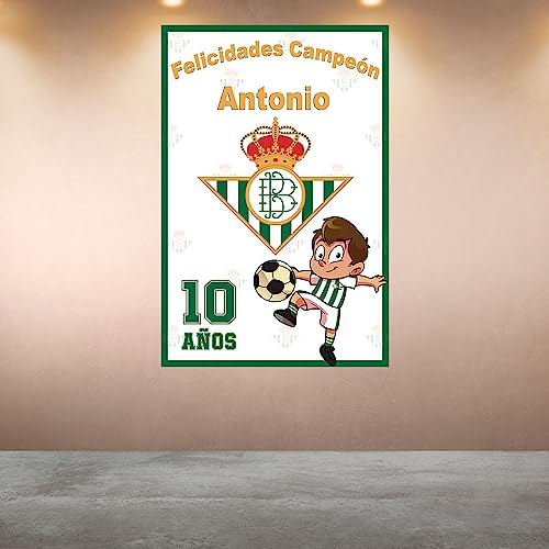 Cartel pancarta Decoración Cumpleaños personalizado Real Betis V fondo mesa en Español