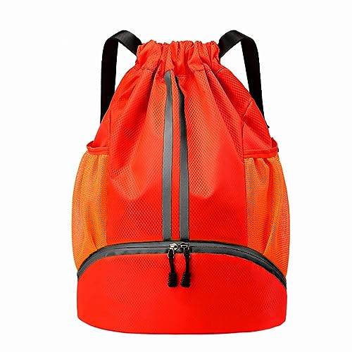 Hoedia Turnbeutel Sportrucksack mit Kordelzug - Fussball Sporttasche Schwimmbeutel mit Schuhfach und Wasserdichter Tasche für Damen/Herren/Jungen/Kinder