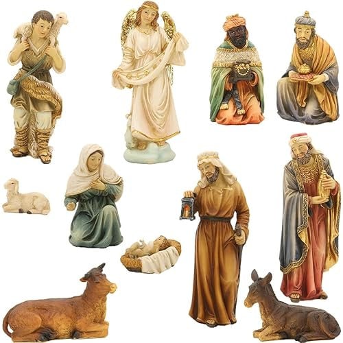 FADEDA 12x Krippenfiguren orientalisch/Höhe:19 cm/handbemalt/detailgetreue Krippen Figuren - Weihnachten Tisch Dekoration Krippe Zubehör