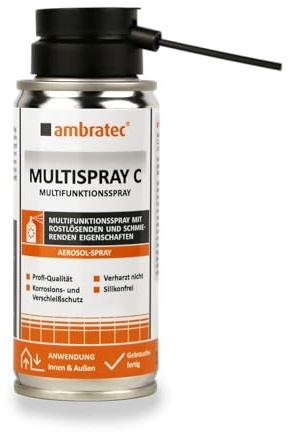 Ambratec Multispray C Wartungsspray mit hoher Kriechfähigkeit - löst festsitzende Teile, Schrauben und Bolzen, verdrängt Feuchtigkeit, eignet sich sehr gut als Schmiermittel und Verschleißschutz