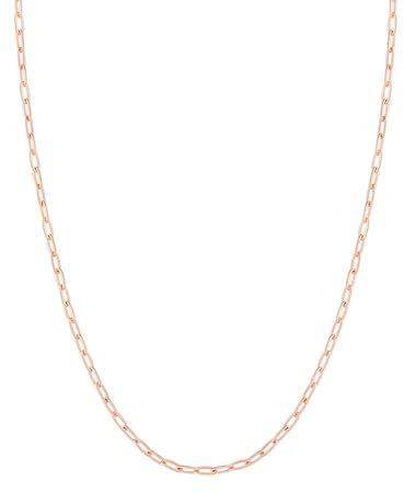 FOCALOOK Chaîne pour Pendentif Femme 55cm, Collier Chaîne Trombone Fine Plaqué Or Rose 1,8mm de Large
