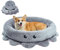 Jiupety Hundebett Rund Grosse Hunde, Hundebett mit Octopus Form, Kissen Katze mit Waschbarem, 91 cm Hunde Donut Rund für Große, Mittelgroße & Kleine Hunde, Grau