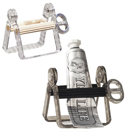 KASESSS 2 Piezas Exprimidor Pasta de Dientes, Exprimidor de Tubos, Rodando Toothpaste Squeezer, Transparente Dispensador Pasta de Dientes Soporte, para Gel, Cabello Colorante, Crema de Manos