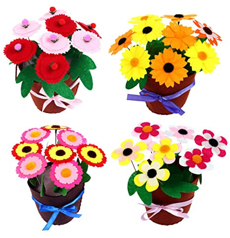 Hohopeti 4Er Set Handgefertigte Blumentöpfe Bastelprojekt Blumenstrauß Basteln Basteln Basteln Für Erwachsene Bastelbedarf Kinderunterhaltung Basteln Blumenbasteln Für