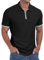 Sailwind Herren Poloshirts Kurze Ärmel Reißverschluss Muskel Fit T-Shirts Für Männer Erwachsene Bequeme Herren Tops (Schwarz, XXL)