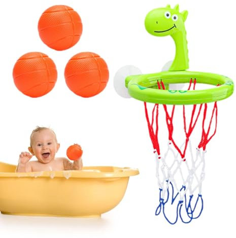 Basketball-Ballkorb für Badezimmer, Badewannen-Basketballkorb, 4 Stück Basketballkorb Badezimmer Kinderspielzeug, Lustiges und interaktives Kinderspielzeug, Cartoon-Ballspielzeug für das Badezimmer, t
