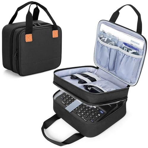 LUXJA Label Maker Tragetasche Kompatibel mit Brother P-Touch PT-D610BT / PT-D410 / PT-D460BT Aufbewahrungstasche für Brother Etikettendrucker mit mehreren Taschen Schwarz