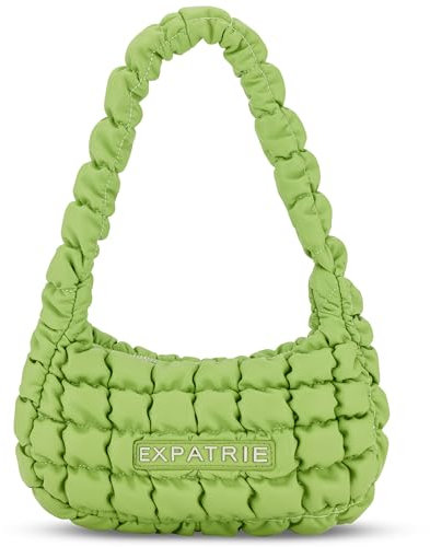 Expatrié Schultertasche Damen Grün - Pippa Small - Everyday Puffer Bag - Y2K Gesteppte Handtasche für Uni, Arbeit, Freizeit - Puffy Hobo Damenhandtasche aus Kunstleder