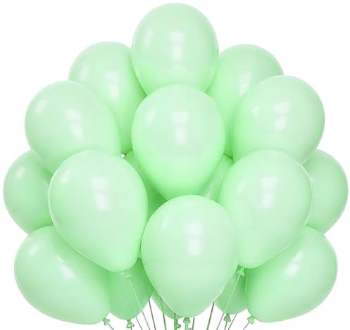 MOFOVS | 50 Palloncini Verdi Pastello 30 Cm Opachi 2a Generazione Lattice Naturale Biodegradabili Ecologici Gonfiabili Aria Elio Acqua Baby Shower Battesimo Compleanno Feste di Laurea Arco Macaron