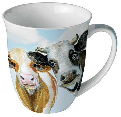 Ambiente Porzellan Tasse ca. 400ml Becher Bone China Mug Für Tee Oder Kaffee Frühjahr Sommer Alma and Bella