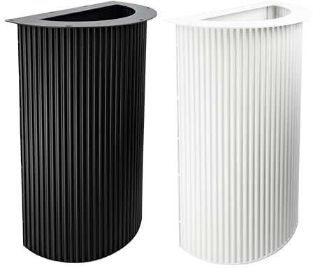 Natural Goods Berlin Tischsäule Semicircle Wavy Tischbein Metall Schwarz 72 cm hoch - Japandi Stil Lamellen-Optik - Tischgestell für Esstisch - Halbkreis Tischfuß - Tischuntergestell für DIY Tisch