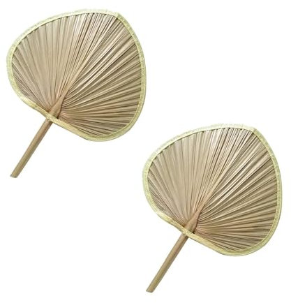 Lot de 2 éventails en feuille de palmier naturelle faits à la main en forme de cœur, ventilateur rustique à main pour fournitures de refroidissement S-ummer, décoration murale de mariage, ferme,