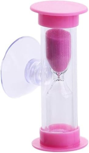 Sablier en plastique rose de 2 minutes avec ventouse et entonnoir de douche, minuterie de brossage des dents, minuterie, thermomètres et minuteries, décorations