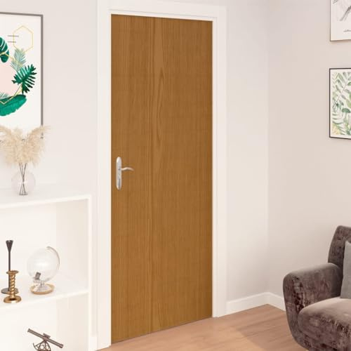 Mokuyary Selbstklebende Türfolien 2 STK. Helle Eiche 210 x 90 cm PVC Möbelfolie Selbstklebende Küchenfolie Folierung Küchen-Schrank,PVC, langlebig, einfache Entfernung, hitzebeständig, reißfest