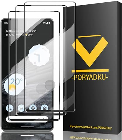 V-PORYADKU Für Google Pixel 7 Pro 5G Panzer Schutz Glas (6,7 Zoll), 3 Stück Schutzfolie Glas, 9H Härte, Fingerabdruck kompatibel, HD Anti-Kratzen