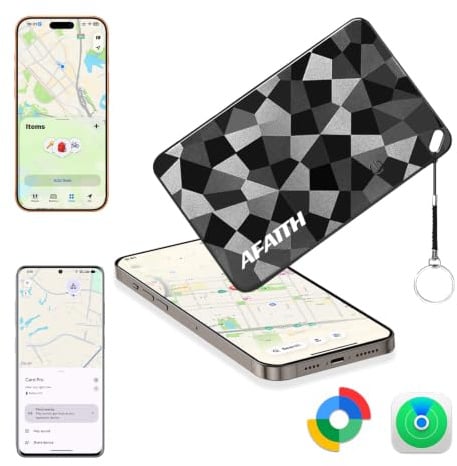 AFAITH Air Tag Card Compatibile con Android Google Funzioni Trova o iOS Apple Dov'è App, Tracker GPS Card Thin, Bluetooth Localizzatore per Portafoglio/Bagaglio/Chiavi (Tracker Card 1 Pezzo)