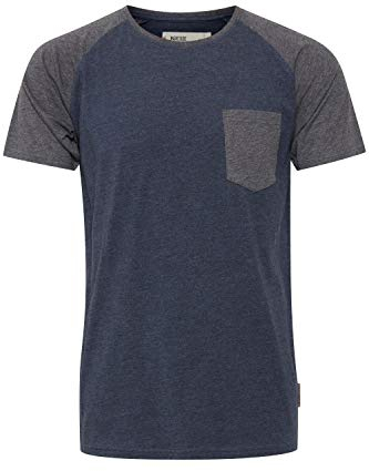 Indicode IDGresham Herren T-Shirt Kurzarm Shirt mit Rundhals-Ausschnitt Brusttasche Baumwollmischung Regular fit, Größe:L, Farbe:Navy Mix (420)
