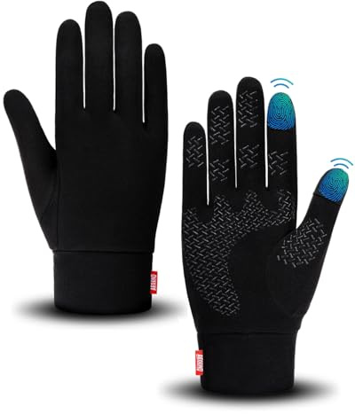 Aegend Lightweight Winter Gloves for Men Women, Warm Running Gloves Touchscreen Thermal Glove Liners for Cold Weather Driving, Cycling & Hiking, Non-Slip, Elastic Cuff, Stretchy, Durable