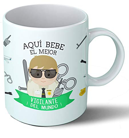 Planetacase - Taza Vigilante - Regalo Original - Cerámica 330 mL - Taza Desayuno Apta para Microondas y Lavavajillas - Resistente a Lavados - Vigilante (Él)