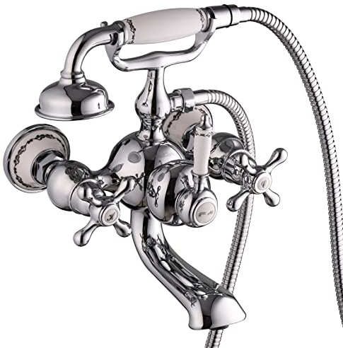 PaulGurkes Badewannenarmatur Nostalgie Retro Landhausstil mit Brause Keramik