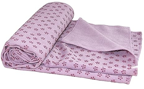Tunturi Asciugamano da yoga antiscivolo per tappetino da yoga, in rosa, assorbe il sudore, con gommini per ginnastica, pilates