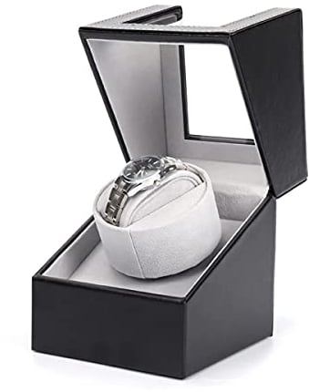 BeautySay ABC Automatische Uhrenbeweger Box, einzelnes Uhrenbeweger Uhrengeh use mit leisem Motor, PU Leder Uhrenaufbewahrungsvitrine mit Automatikaufzug, batteriebetriebenem oder Netzteil