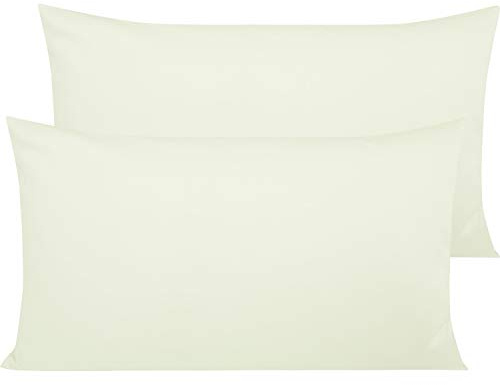 NTBAY 2 Pack Egyptian Cotton King Pillowcases, 50x90 cm, Ivory | 500 Thread Count Sateen, Envelope Closure Pillow Cases, Super Soft Cozy and Breathable, Gets Softer with Wash