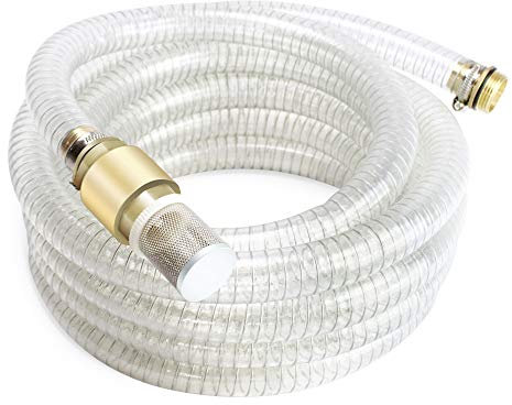 AWM Ansauggarnitur 1 Zoll (25 mm) Saugschlauch Sauggarnitur Saugschlauchgarnitur Pumpenschlauch (20 Meter, Transparent/Messing)