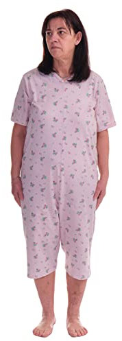 FERRUCCI Pigiama Tutone Sanitario Comfort Manica Corta Pantalone Corto 1 Cerniera/Zip Dietro Schiena Estivo (Rosa, XXL)
