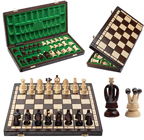 ROYAL Chess Set | Master of Chess | Schachbrett Holz Hochwertig 44cm / 17in | Handgemachtes Schachbrett mit Figuren Großes Schachspiel Holz für Erwachsene und für Kinder