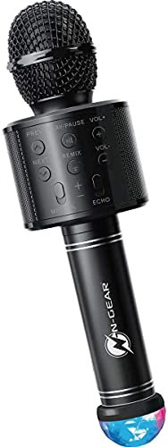 N-Gear Sing Mic S20L Drahtloses Bluetooth Karaoke Mikrofon Kinder Party mit Disco-Beleuchtung - Jungs & Mädchen Spielzeug mit Discokugel Partylicht & 10 Watt Karaoke Maschine Lautsprecher eingebaut