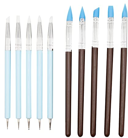 MMOBIEL 10 Strumenti per Modellare la Creta in Gomma siliconica - Pennello in Gomma siliconica e Strumento per punteggiare a Sfera per Modellare ceramiche Artigianali e Nail Art Artigianale Fai-da-Te