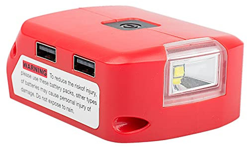 Power Source Adaptor for Milwaukee 18V Battery Adaptor with USB Charger/DC Port/Work Light USB Battery Adapter for Milwaukee 49-24-2371 M18 Heated Jackets