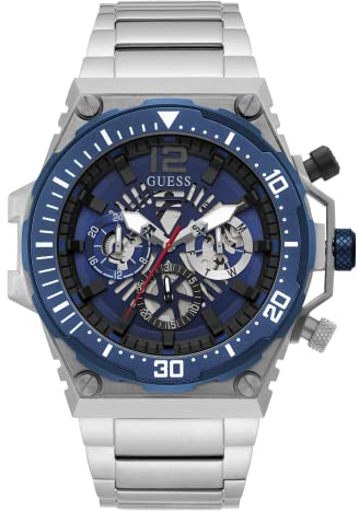 GUESS Men Analog Quartz Watch with Stainless Steel Strap GW0324G1