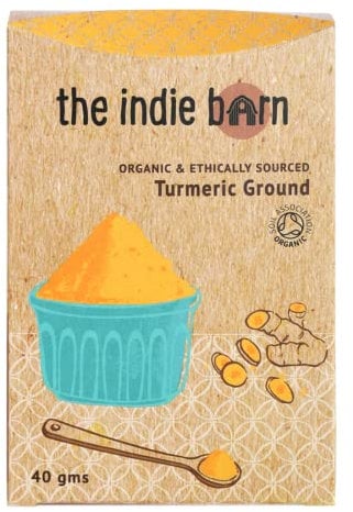 The Indie Barn Organic and Ethically Sourced Turmeric Ground or Turmeric Powder 40g (Curcumin >4%)| NO ADDITIVES - Non-GMO - Gluten Free – Vegan