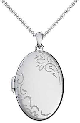 Medaillon oval groß Silber 925 Amulett antik Vintage (Mealion, Medallion) zum Öffnen antik, aufklappen, aufklappbar mit Kette für Foto Silber Kette 925 + inkl. Luxusetui FF103-2 SS92545