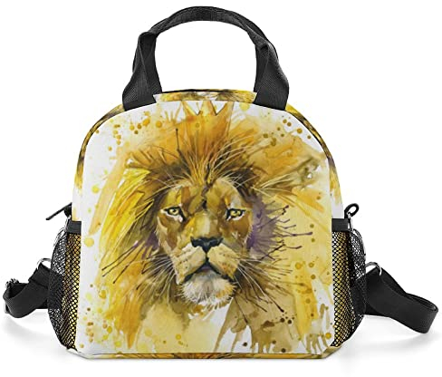 Bolsa Isotérmica Porta Alimentos Moda Bolsas Almuerzo Térmicas Linda para Niños Escuela Mujer Trabajo león, rey, león, ilustración