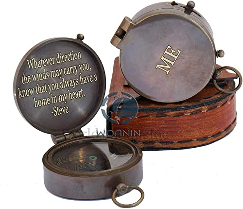 Gravierter Kompass, benutzerdefinierter personalisierter Arbeitskompass, funktioneller Trauzeugengeschenk, Vatertagsgeschenk, Valentinstagsgeschenk (Antique Finish), 2 Inch